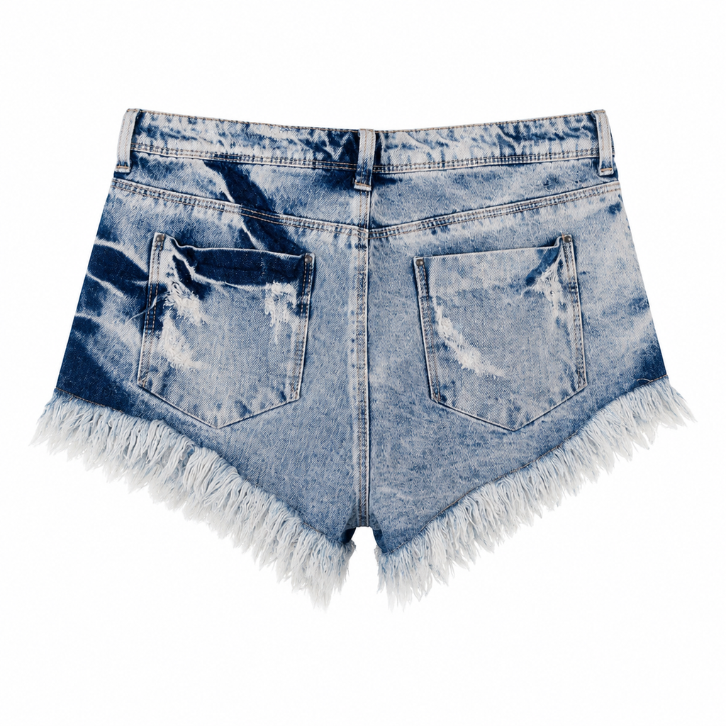 Unsigned - Crochet denim shorts