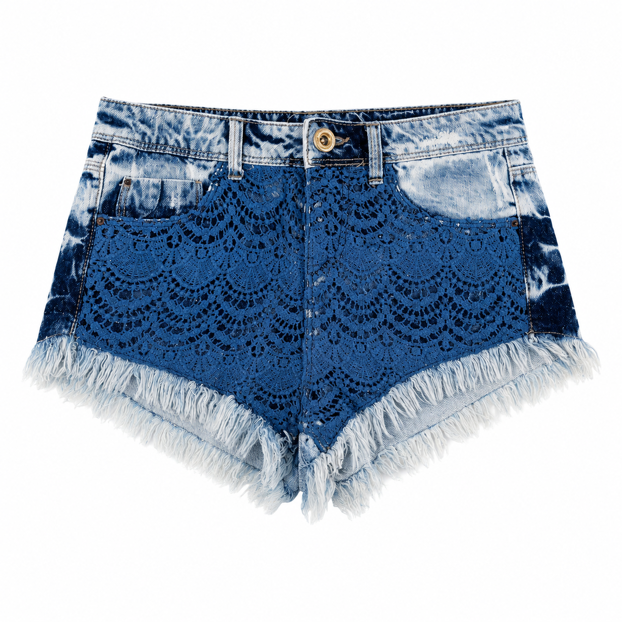 Unsigned - Crochet denim shorts