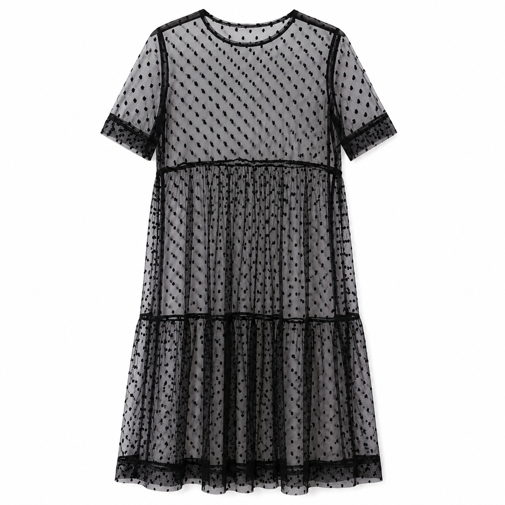 Unsigned - Lace pois dress