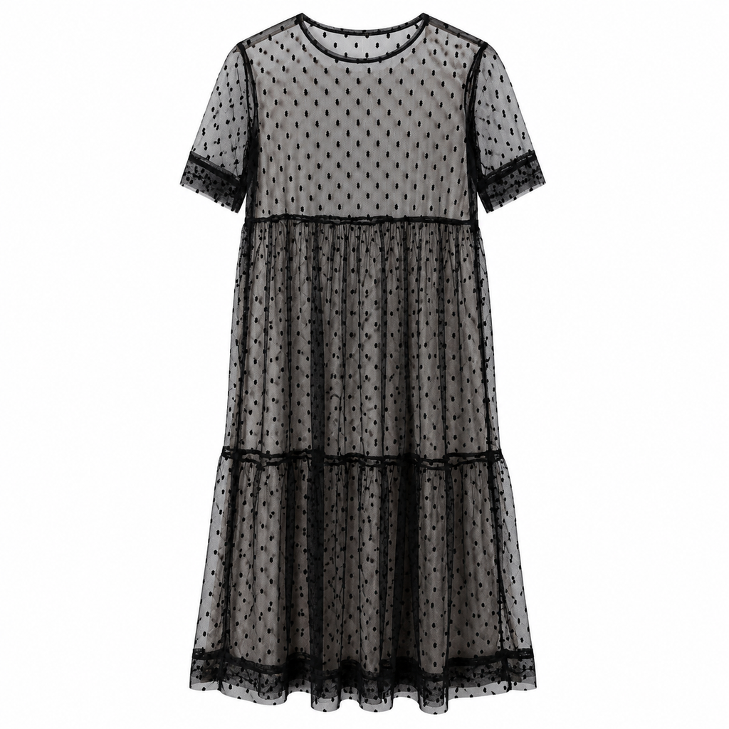 Unsigned - Lace pois dress