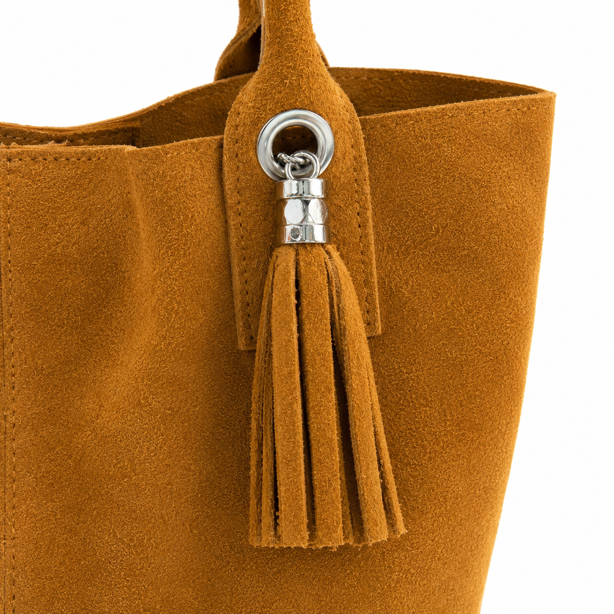 Unsigned - Brown leather bucket purse