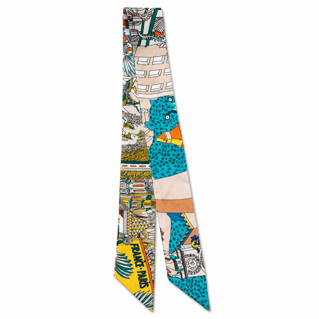 Unsigned - Blue and pink city necktie