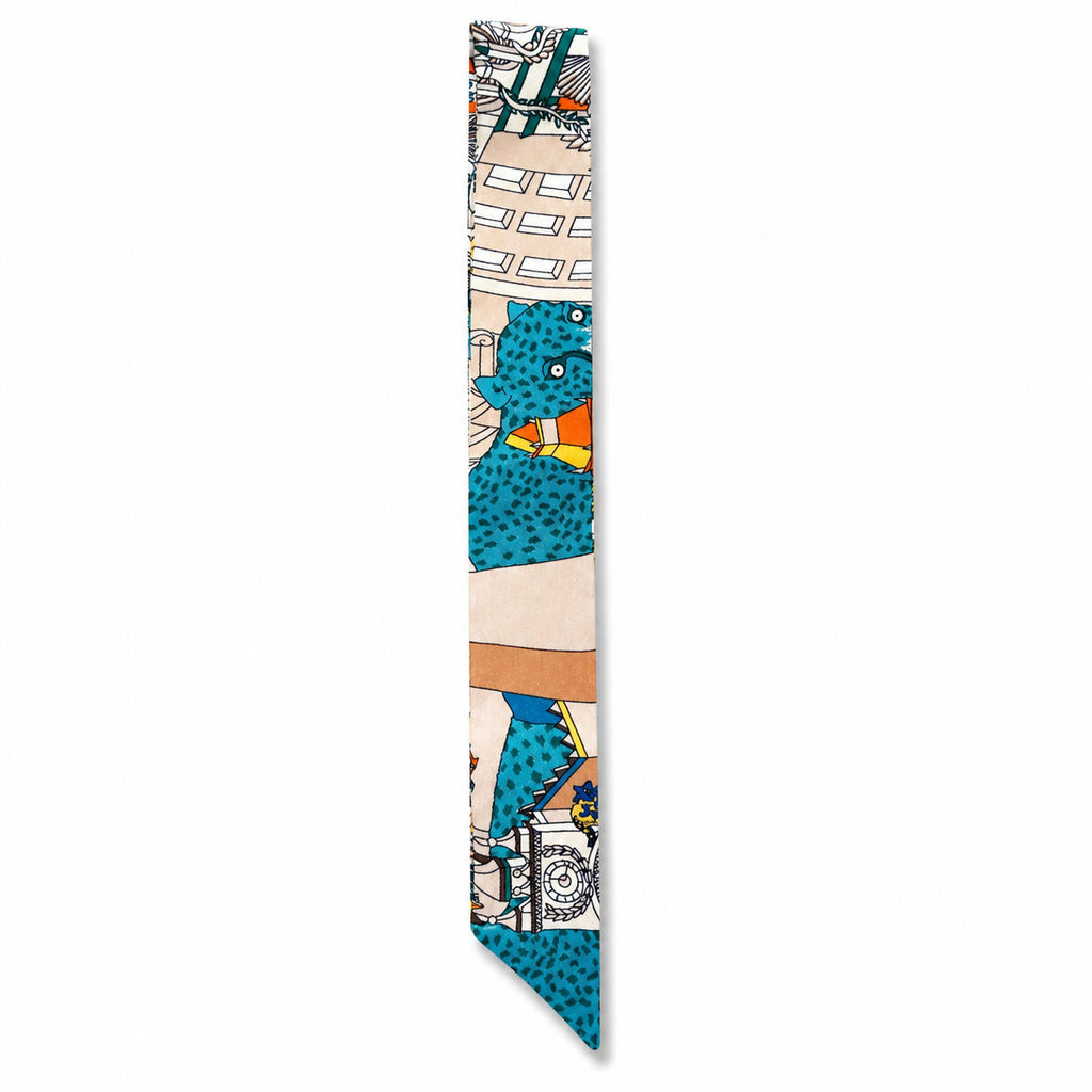 Unsigned - Blue and pink city necktie