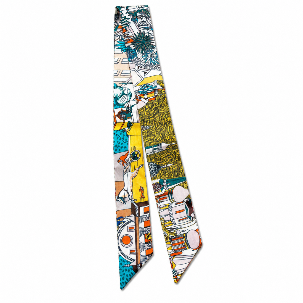 Unsigned - Blue and pink city necktie