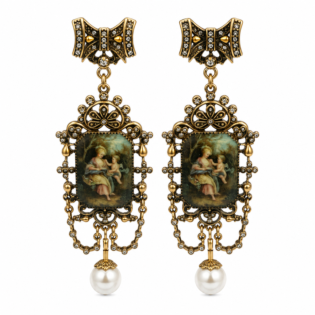 Unsigned - Painted earrings