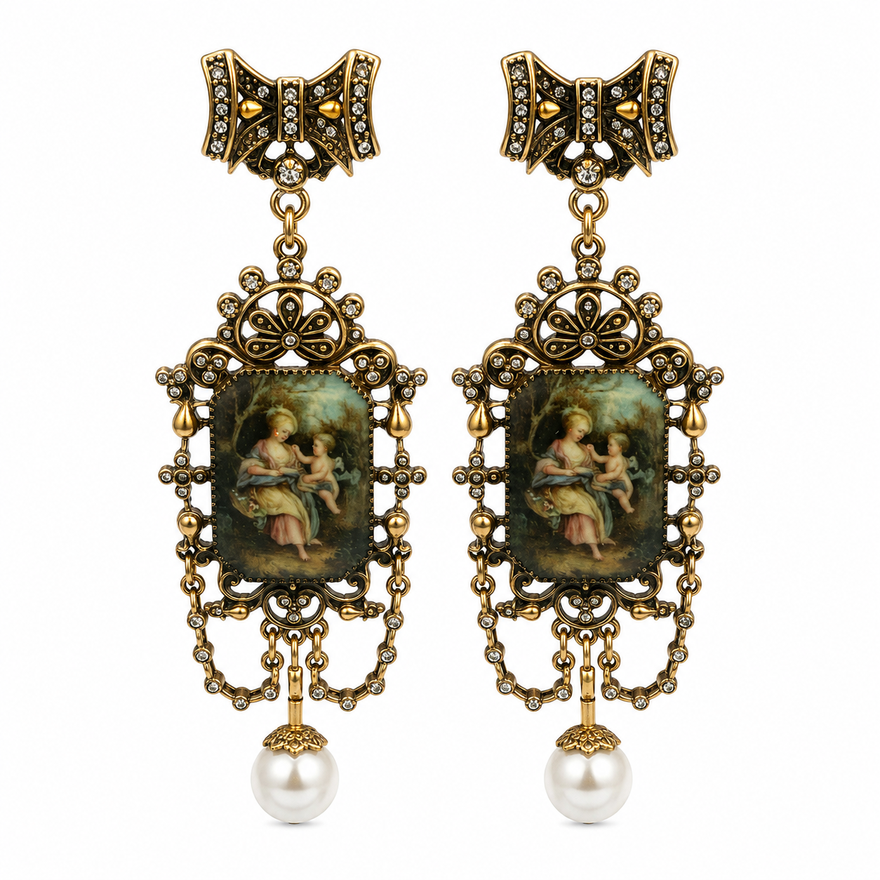Unsigned - Painted earrings