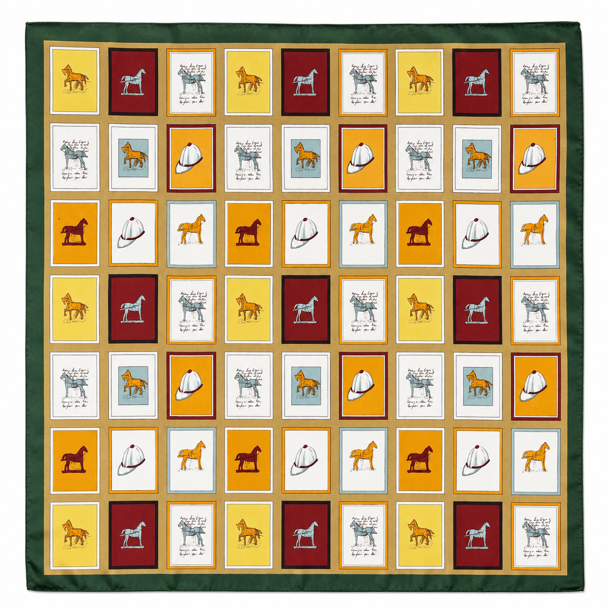 Unsigned - Horses & Jockey patterned scarf