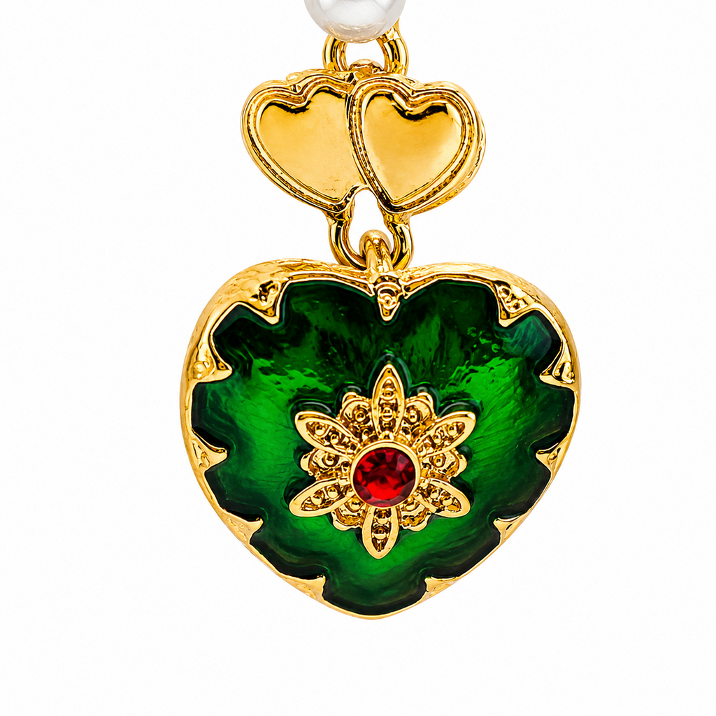 Unsigned - Emerald hearts earrings
