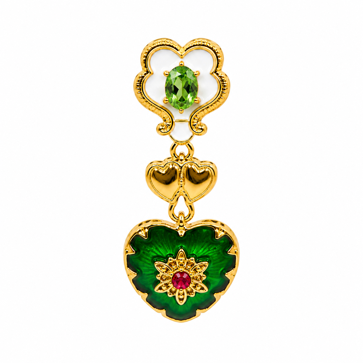 Unsigned - Emerald hearts earrings