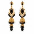 Unsigned - Black and gold chandelier earrings