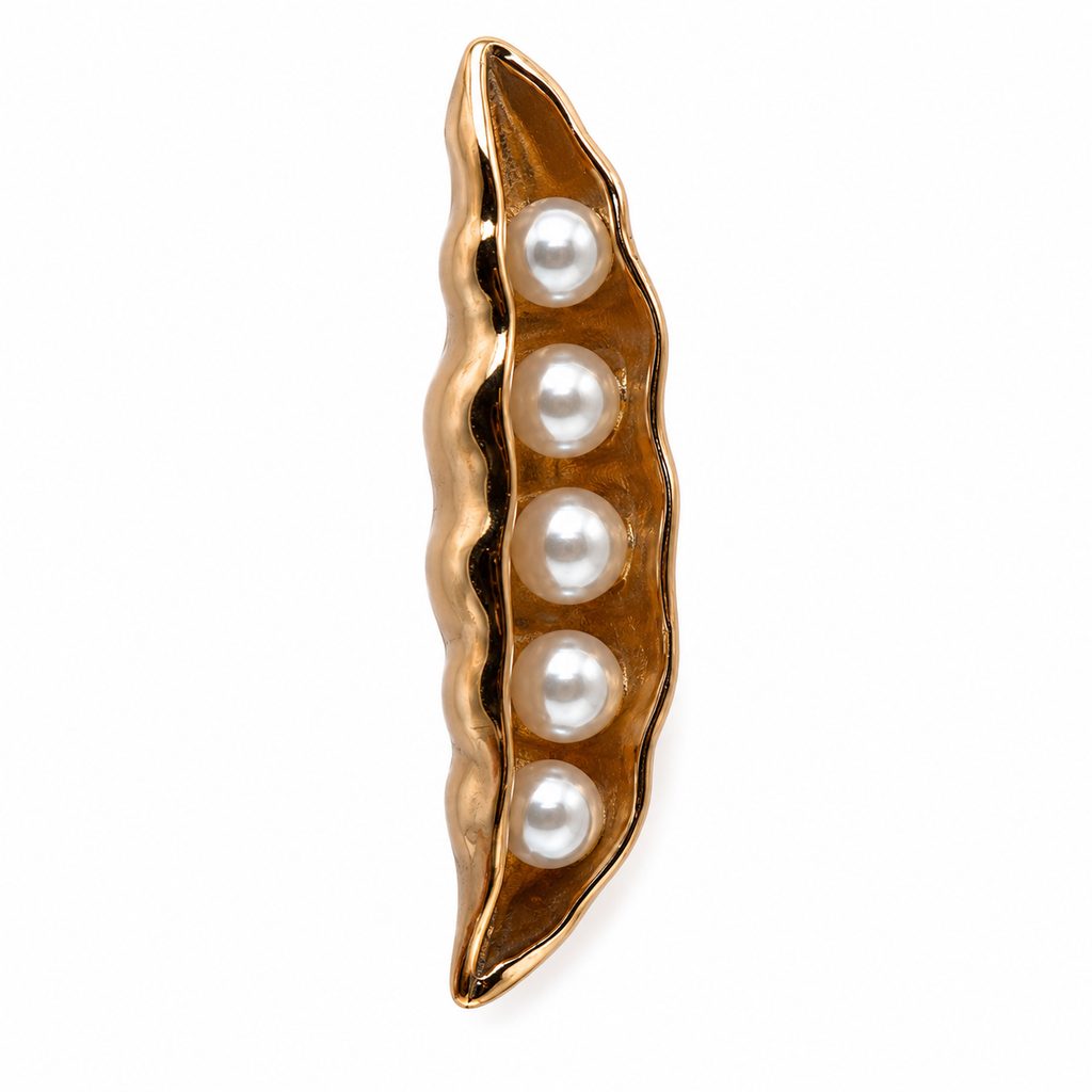 Unsigned - Golden beans with pearl earrings