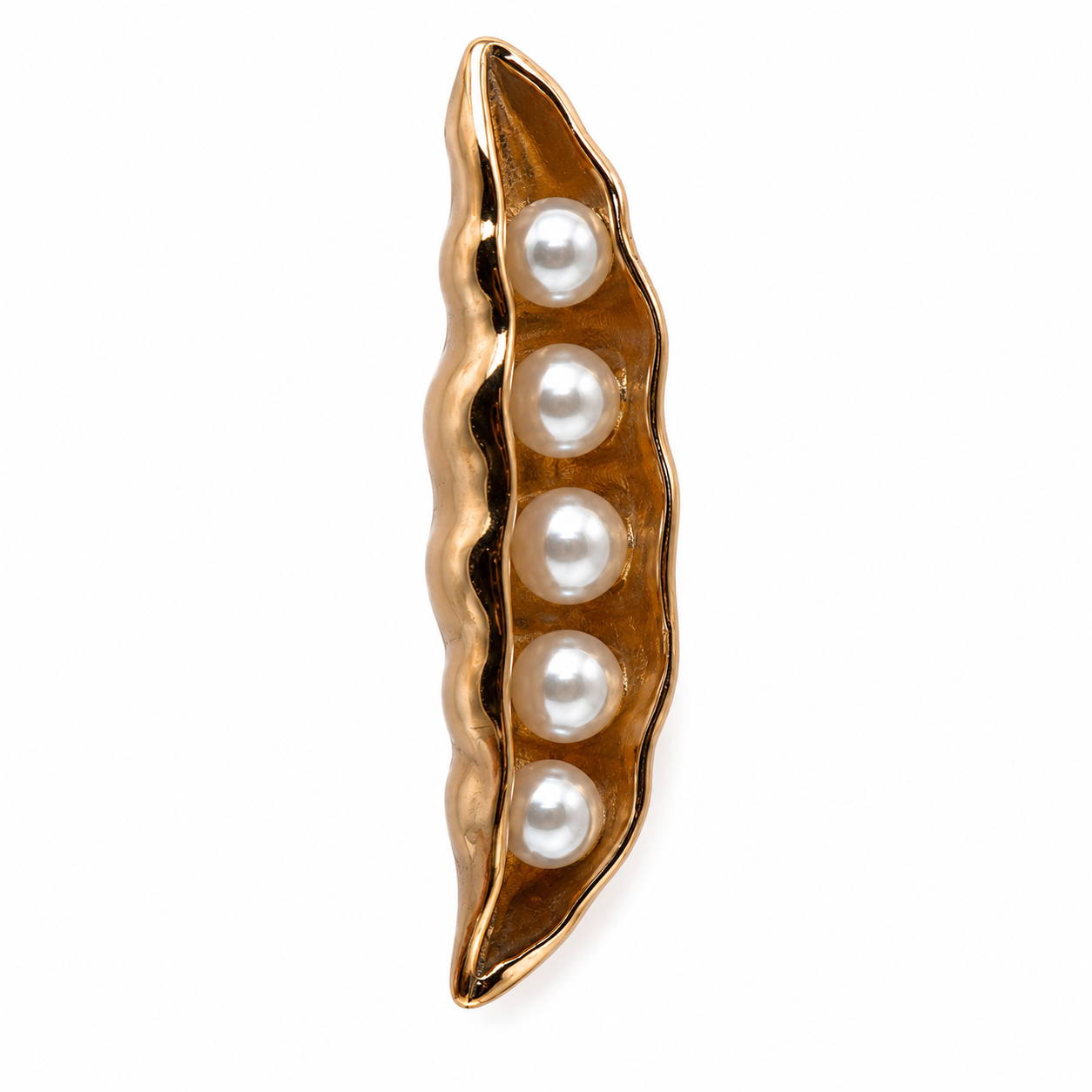 Unsigned - Golden beans with pearl earrings