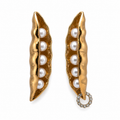Unsigned - Golden beans with pearl earrings