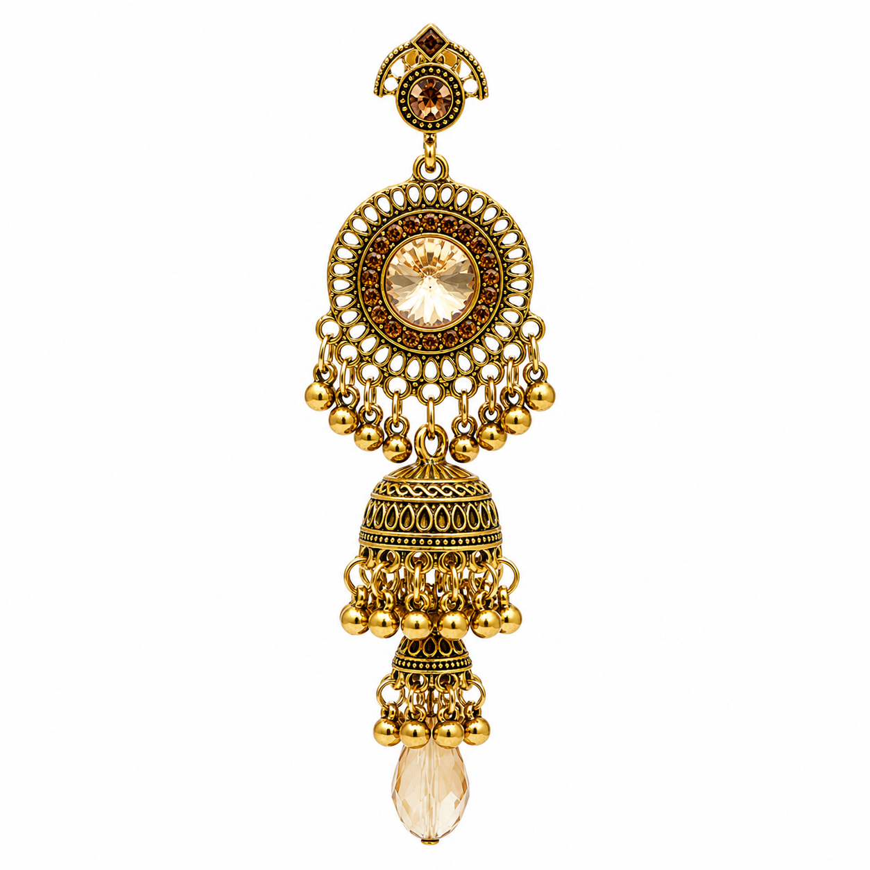 Unsigned - Golden chandelier earrings