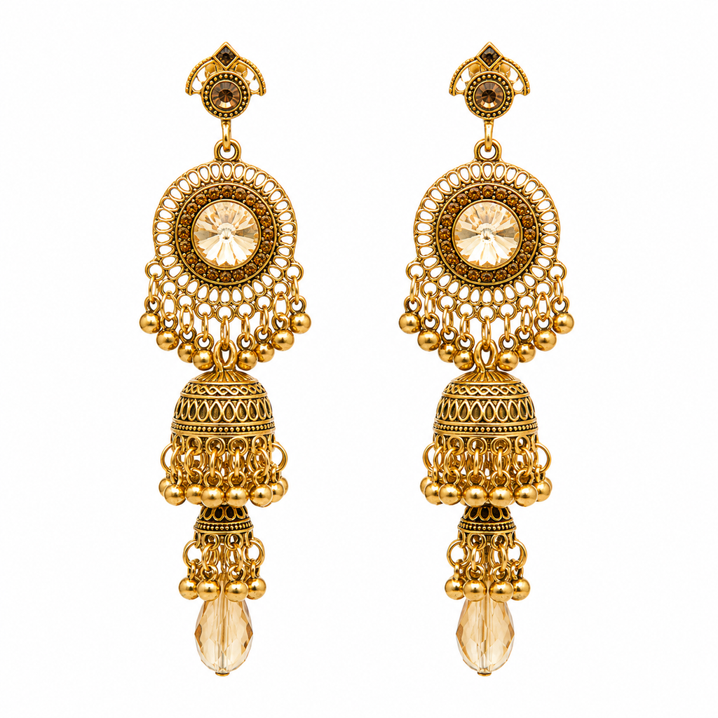 Unsigned - Golden chandelier earrings