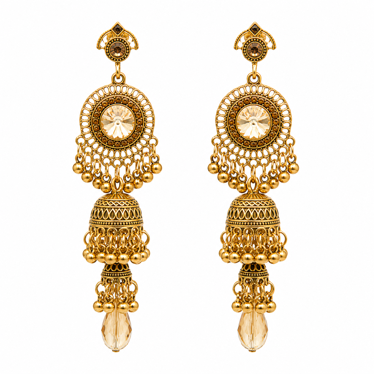Unsigned - Golden chandelier earrings
