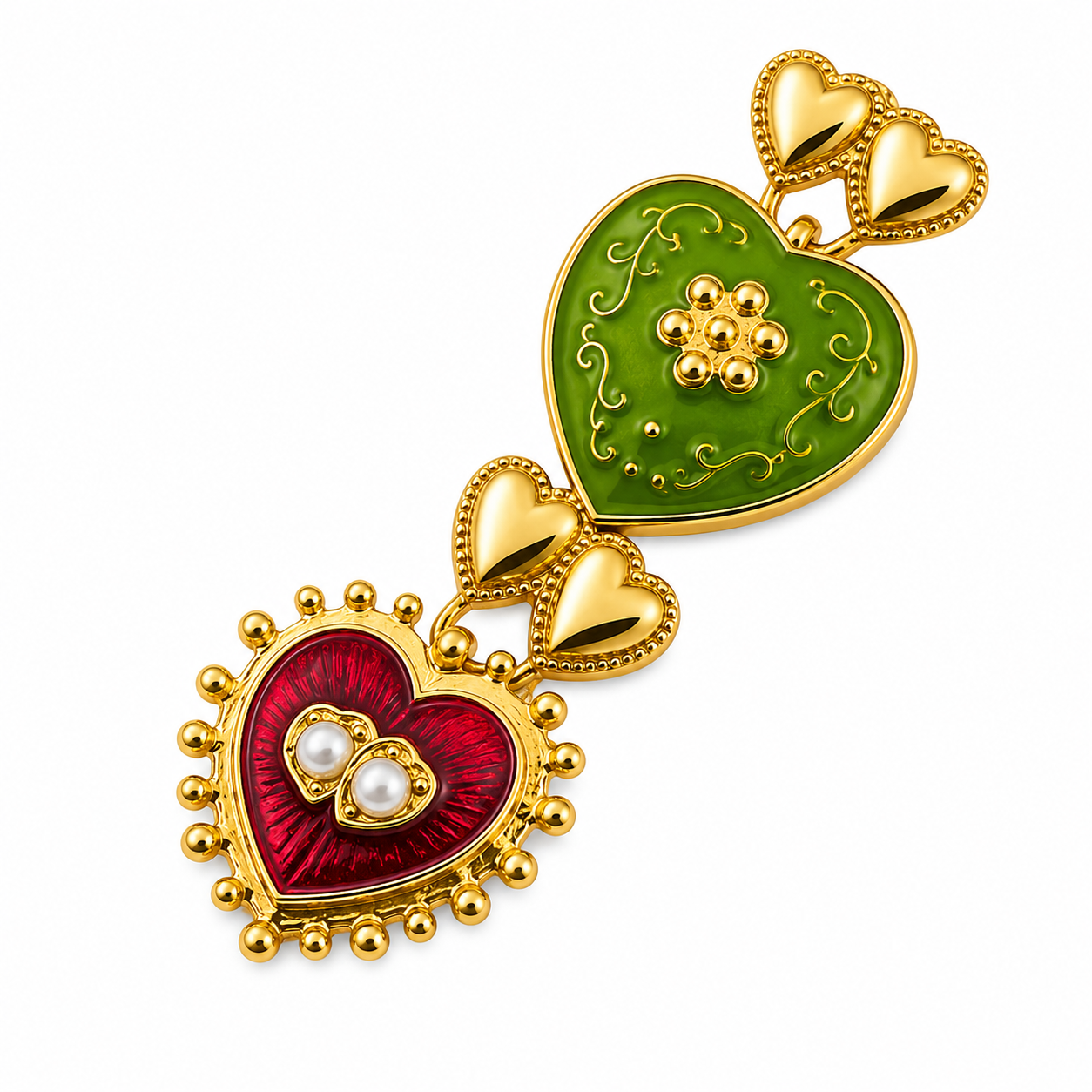 Unsigned - Colored hearts pendants earrings