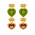 Unsigned - Colored hearts pendants earrings