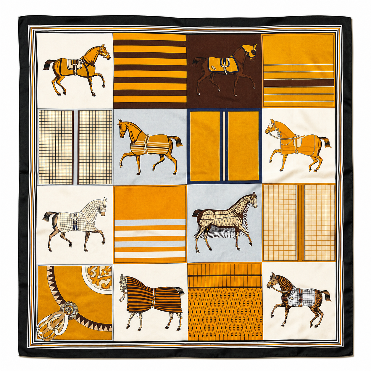Unsigned - Horses and patterns scarf
