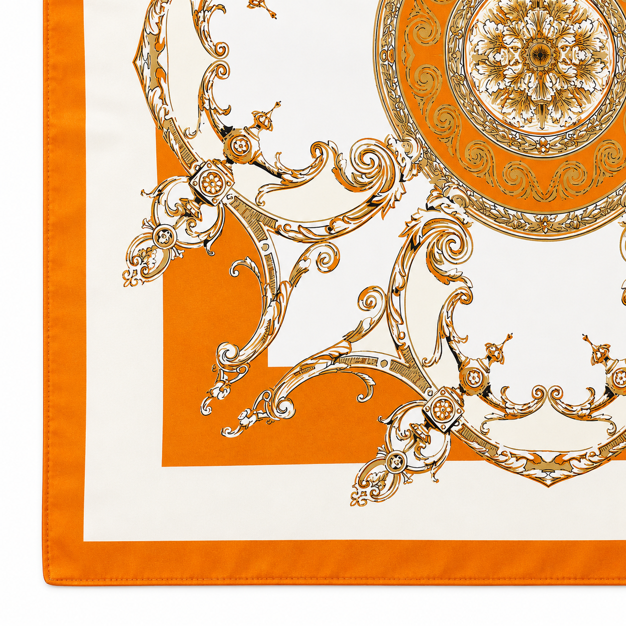 Unsigned - Orange baroque patterned scarf