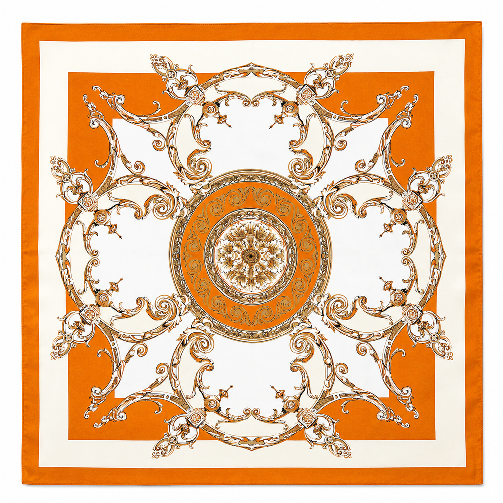 Unsigned - Orange baroque patterned scarf