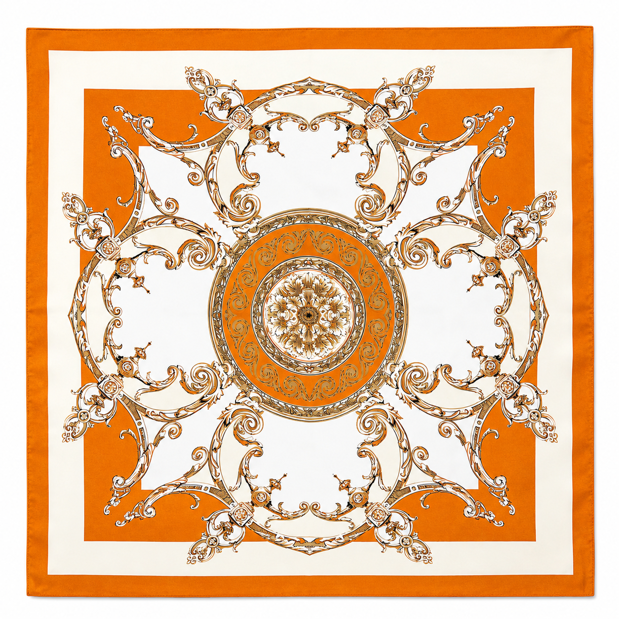 Unsigned - Orange baroque patterned scarf