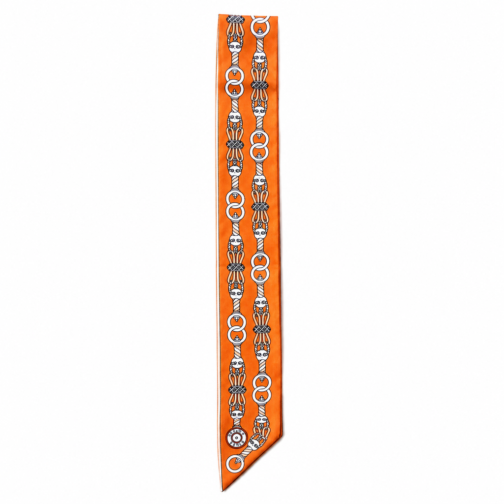 Unsigned - Orange chain patterned necktie